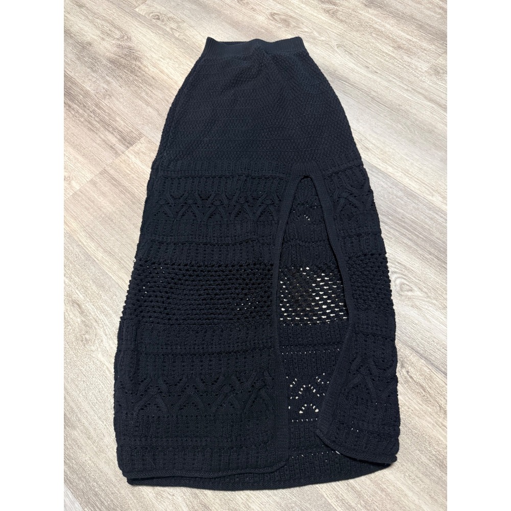 AMERICAN EAGLE Black Knit Maxi‎ Skirt With High Slit Size XS